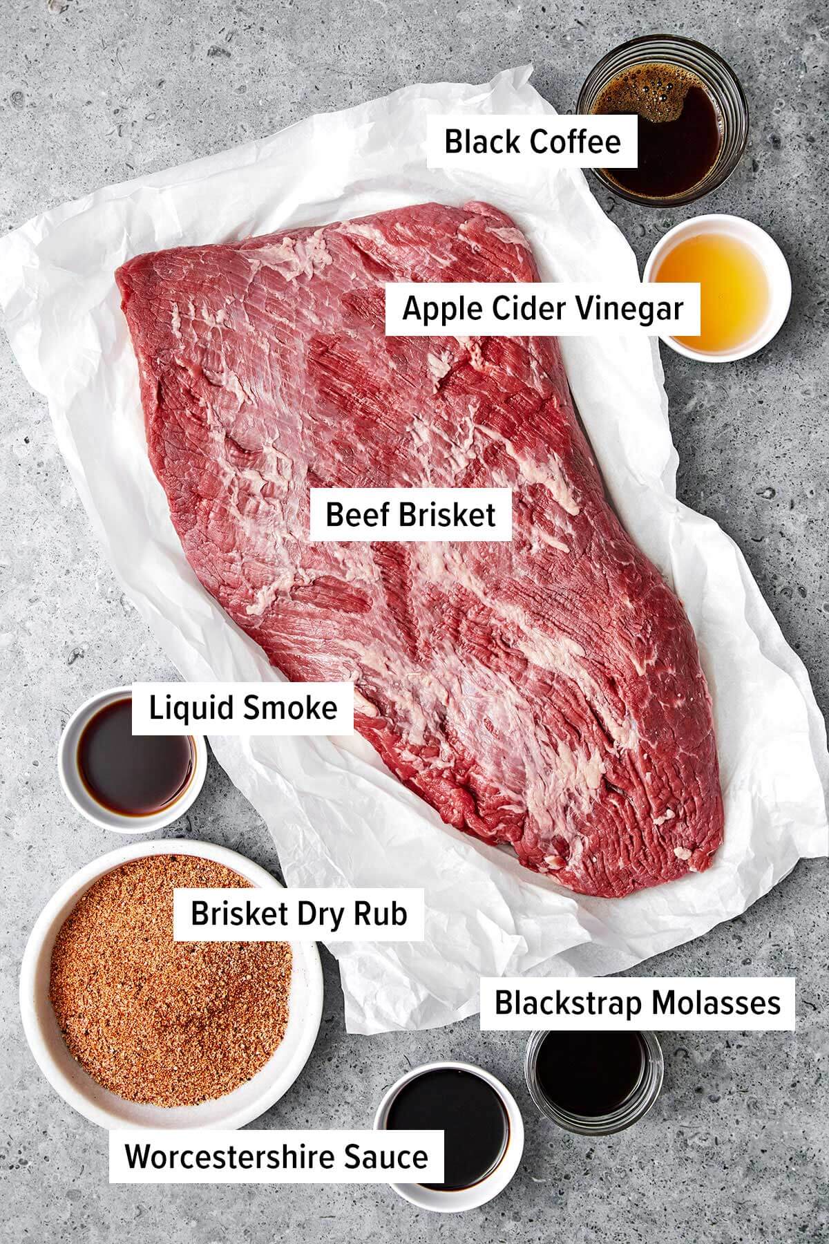 Ingredients for oven beef brisket.