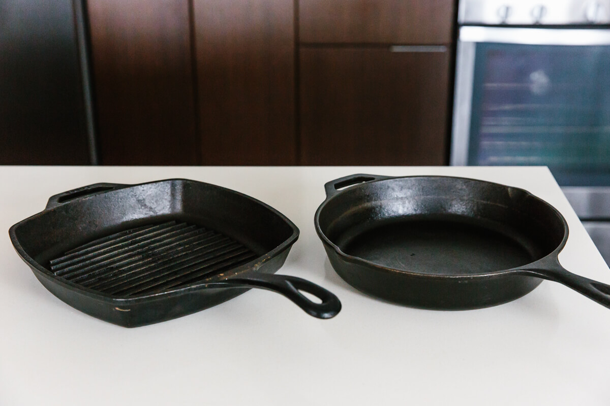Different cast iron cookware.