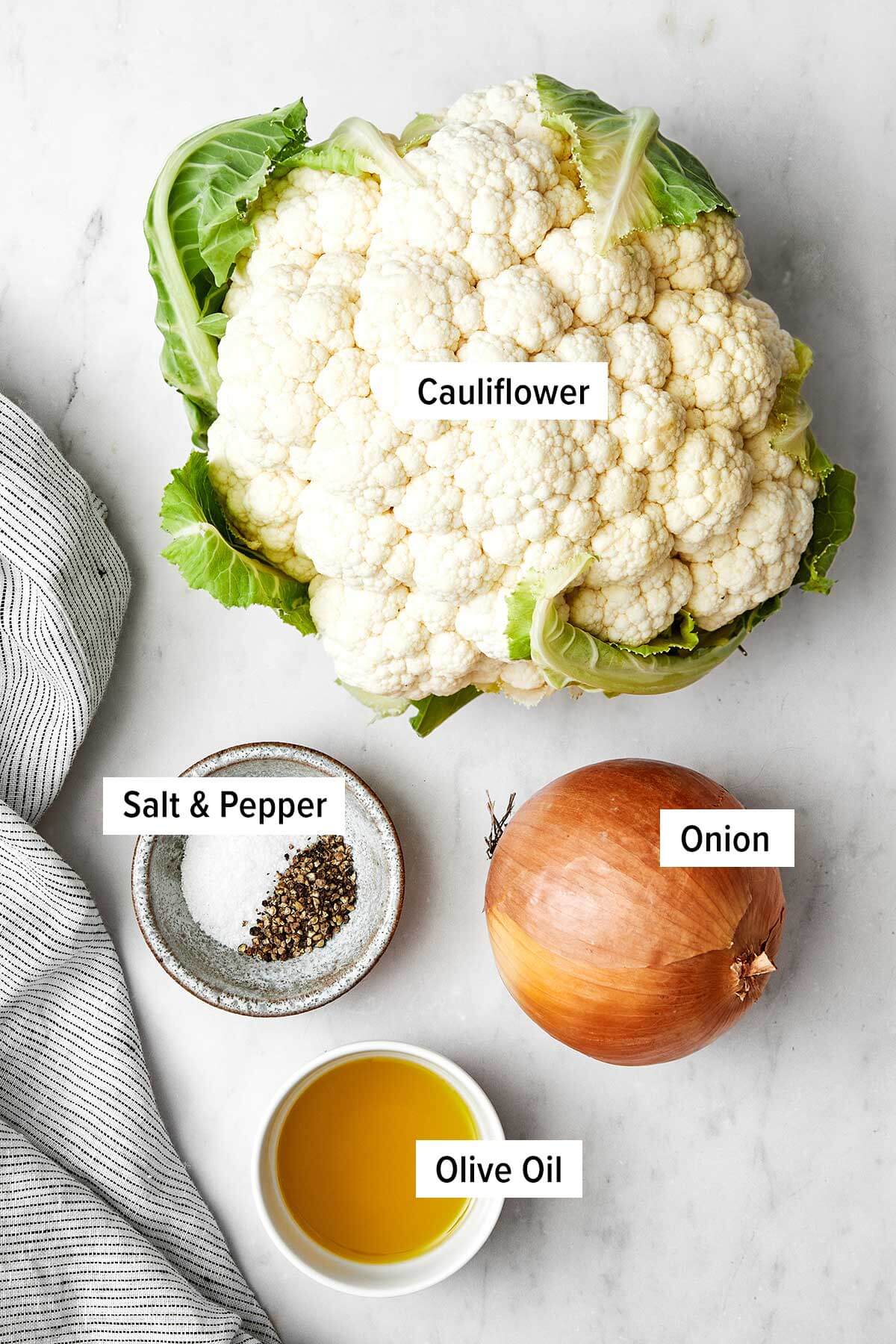 Ingredients for cauliflower rice.