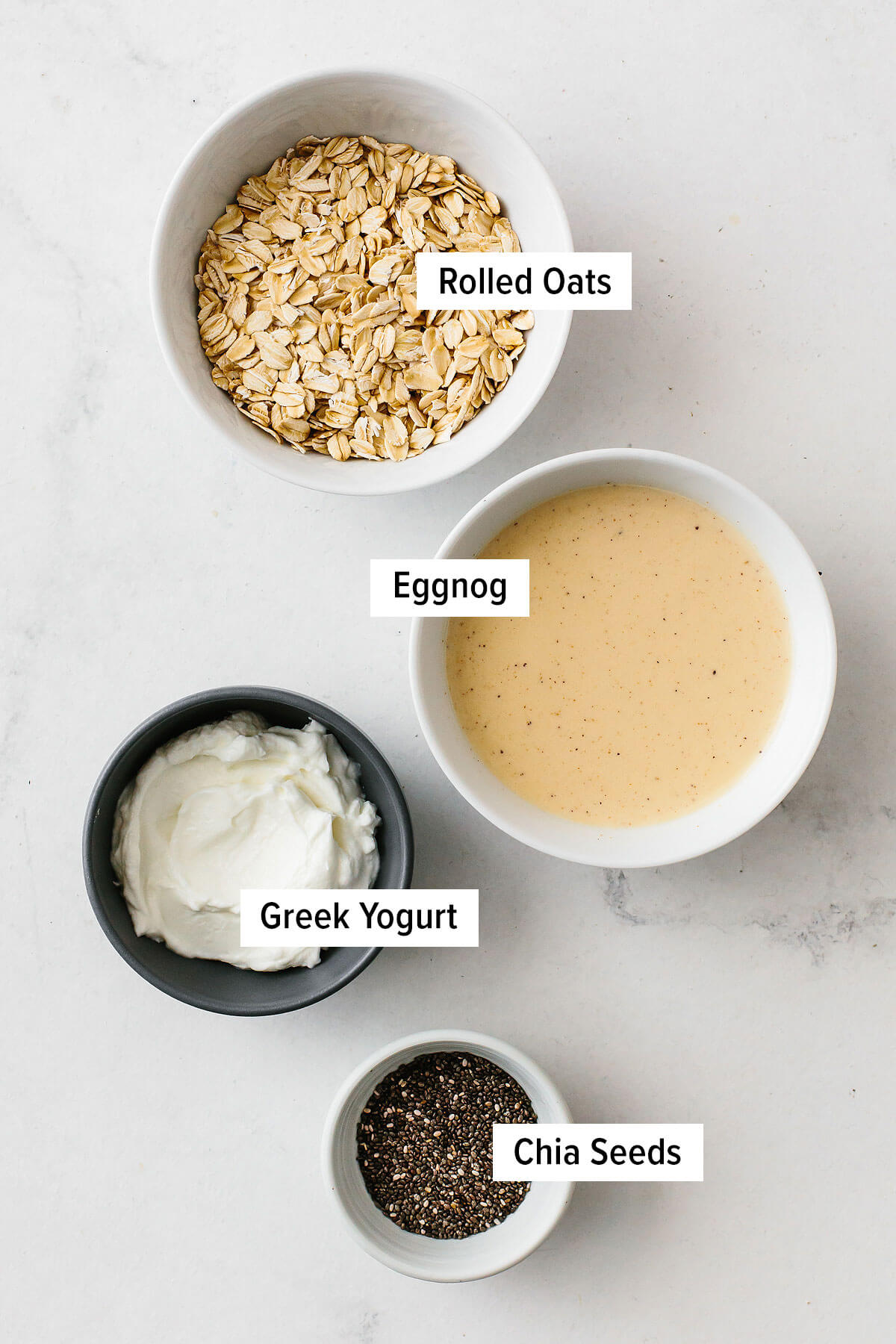 Ingredients for eggnog overnight oats.