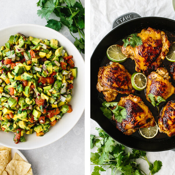 Two healthy labor day recipes next to each other.