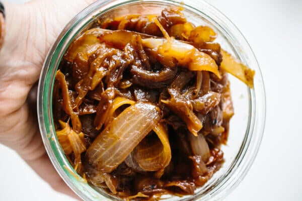 Caramelized onions in a jar