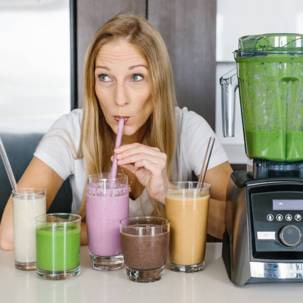 Lisa Bryan drinking a variety of smoothies