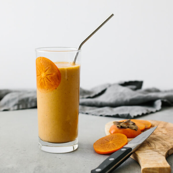 This persimmon smoothie is the perfect smoothie for fall. Made with persimmons, banana, ginger, cinnamon and cloves, it's slightly spiced and deliciously sweet. 