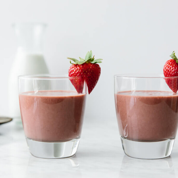 (dairy-free) With only a few ingredients, this simple but delicious acai smoothie comes together quickly. Toss acai, strawberries, banana and nut milk into a blender.