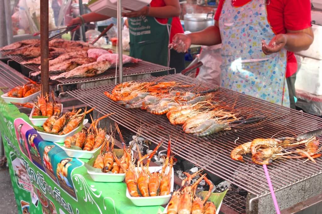 Thailand street food prawns
