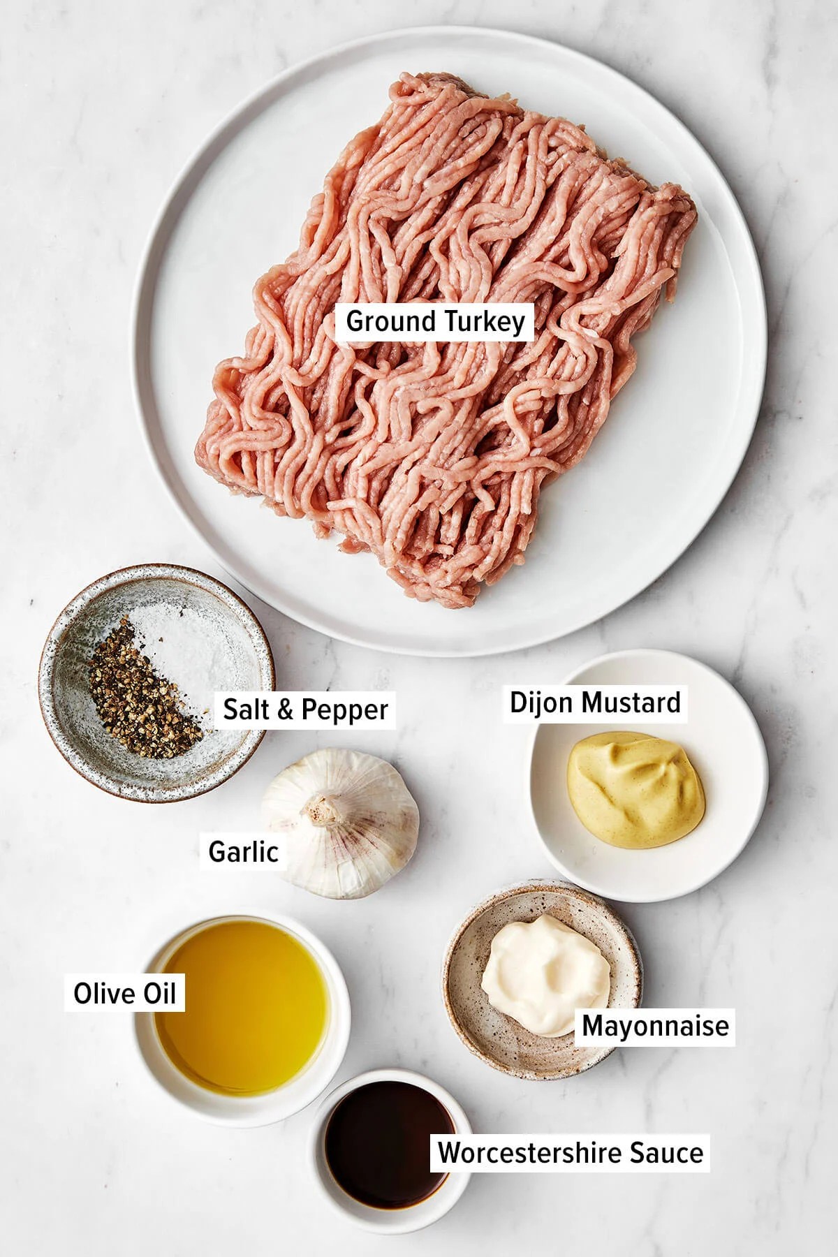 Ingredients for turkey burger on a table